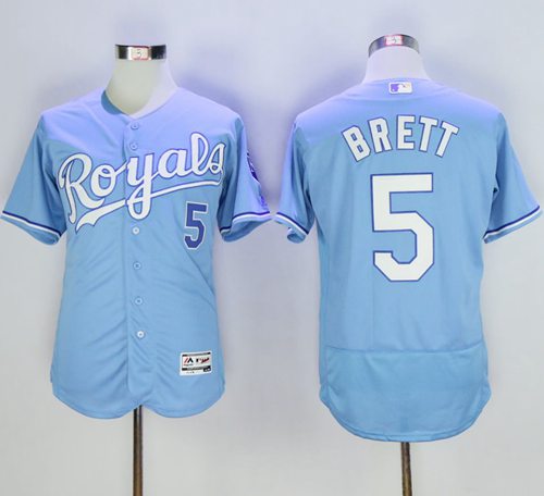 Royals #5 George Brett Light Blue Flexbase Authentic Collection Stitched MLB Jersey - Click Image to Close